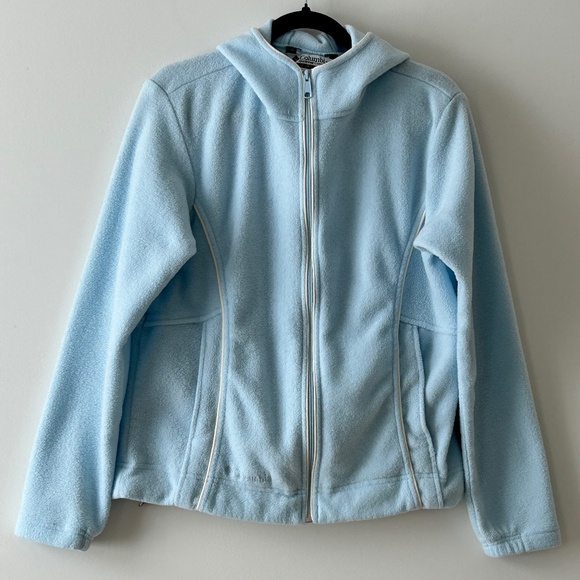 Columbia Blue Fleece Hooded Zip Up Jacket - Picture 1 of 16